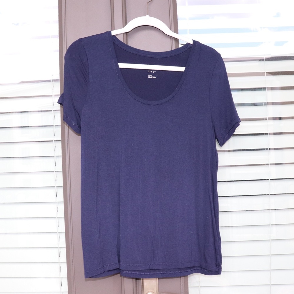 New Day Navy Scoop Neck Short Sleeve